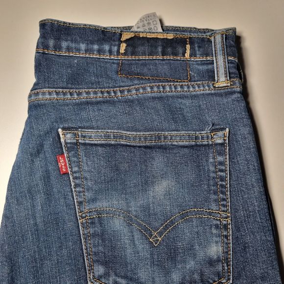 Levi Jeans Mens W36 L34 Blue Straight Leg Zip Fly Mid Rise Cotton Designer - Picture 2 of 7